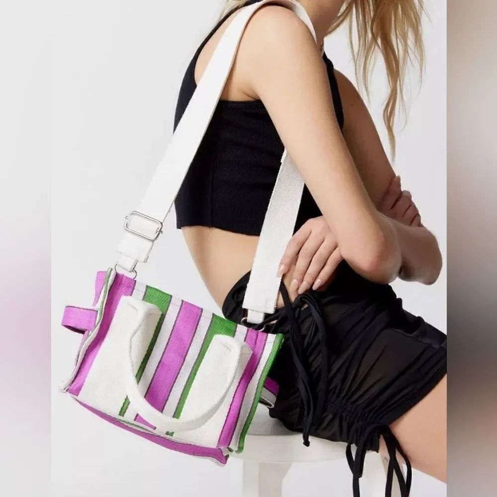 NWT Mini Stripe tote bag with Removable strap
